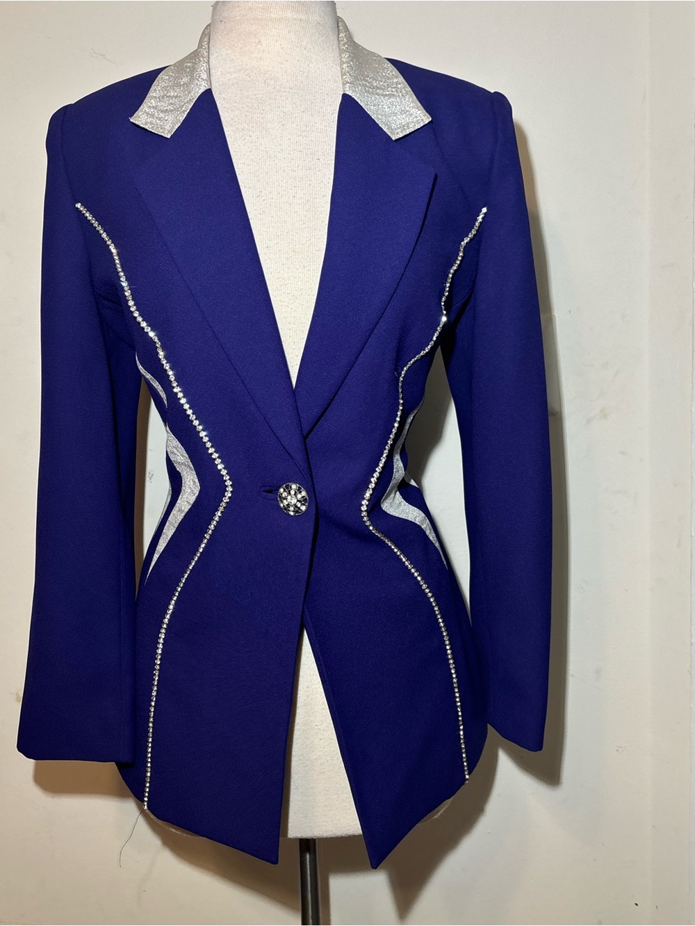 Women's Royal Blue Blazer with Silver Trim